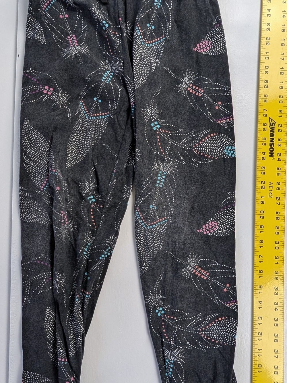 Mudd Black Leggings with Pink & Teal Dot Floral Print
